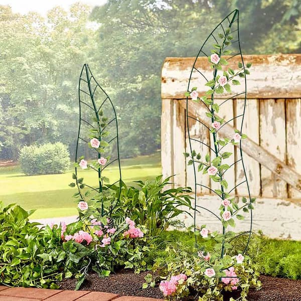 Unbranded 55 in. Leaf Metal Garden Trellis Plant Support Garden Decoration  for Climbing Plants and Flowers (Set of 2) 06128FPH051