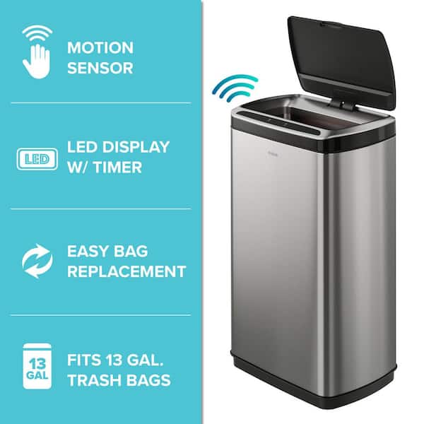 13 Gallons Steel Motion Sensor Trash Can