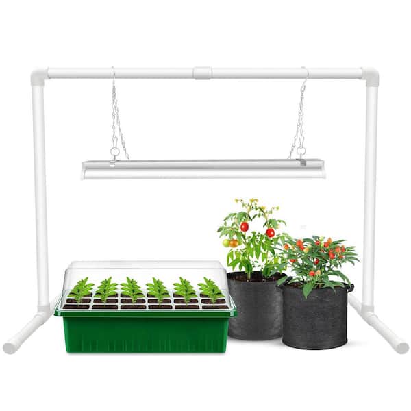 2 ft. Full Spectrum LED Grow Light w/ Stand, 144 LEDs 32W T5 Seed Starter Light Kit, Height Adjustable for Indoor Plants