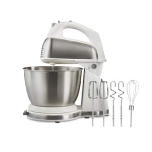 Classic 4 Qt. 6-Speed Stainless Steel and White Hand Stand Mixer