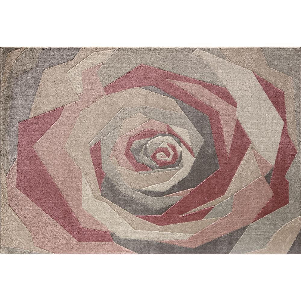 Elizabeth Sutton Black and Pink Floral Synthetic 8' x 10' Area Rug