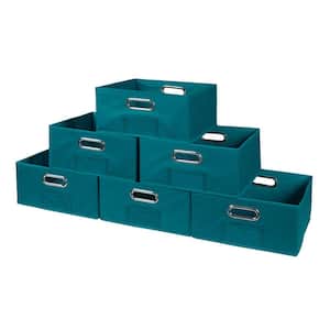 6 in. H x 12 in. W x 12 in. D Teal Fabric Cube Storage Bin 6-Pack