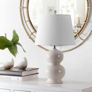Everlee 22 in. Ivory Table Lamp with White Shade