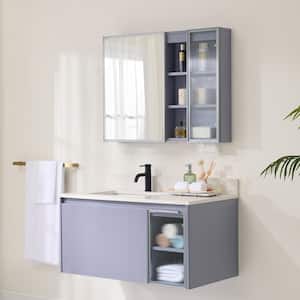 FLORA 40 in. W x 22 in. D x 20 in. H Single Sink Freestanding Bath Vanity in Lavender with White Qt. Top