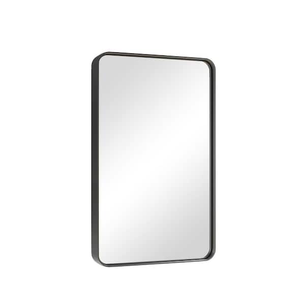 Lumioca Black 32 in. W x 50 in. H Rounded Rectangle Aluminum Alloy Painted Wall Mirror