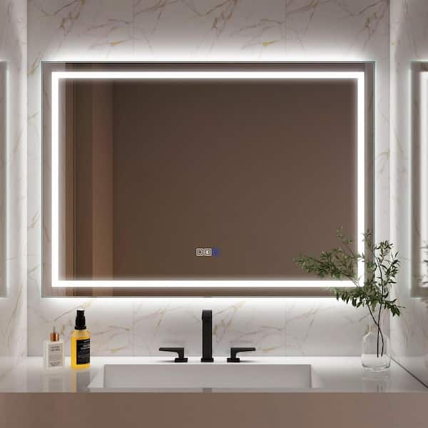 36 in. W x 48 in. H Frameless Rectangular LED Light Bathroom Vanity Mirror