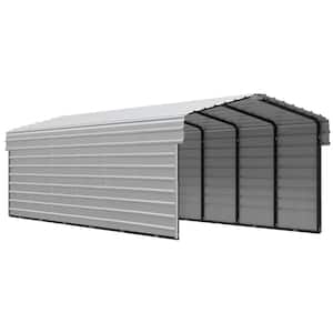 10 ft. W x 29 ft. D x 7 ft. H Eggshell Galvanized Steel Carport with 2-sided Enclosure