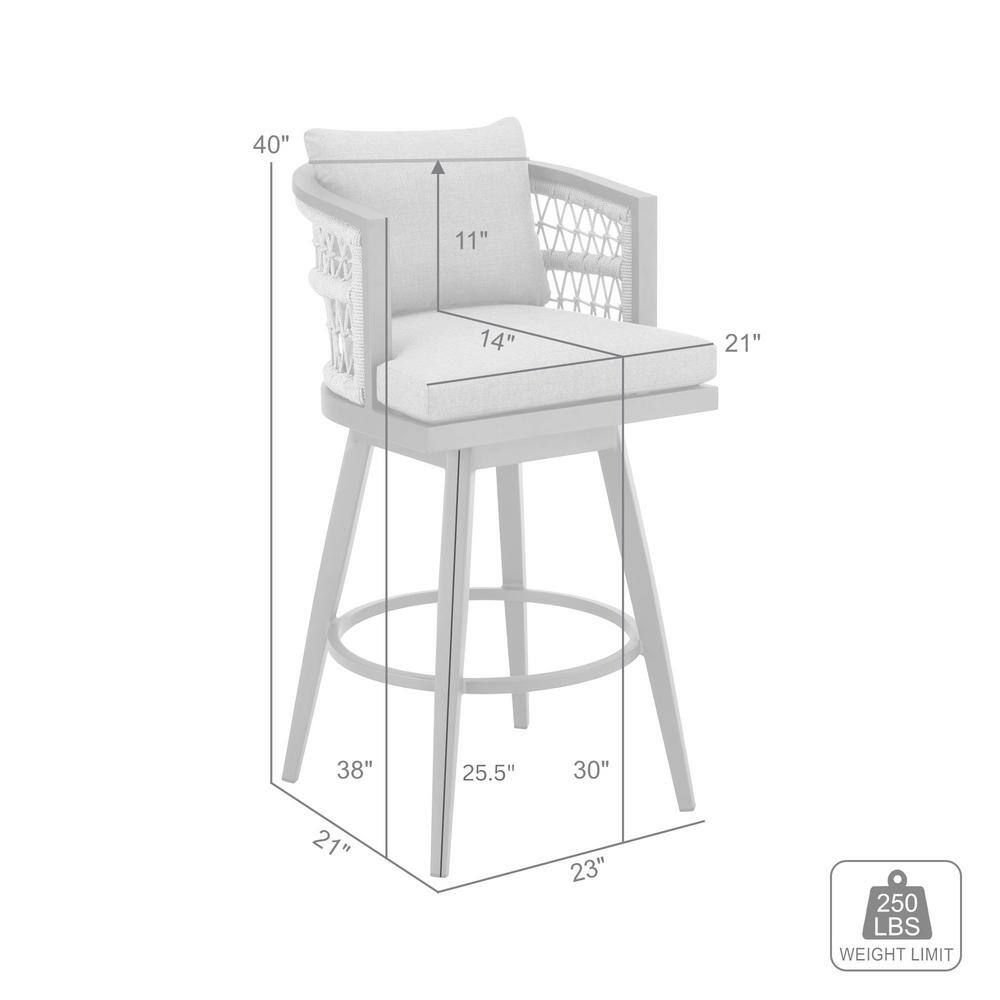 Zella Gray Aluminum Outdoor Swivel Bar Stool with Cushions