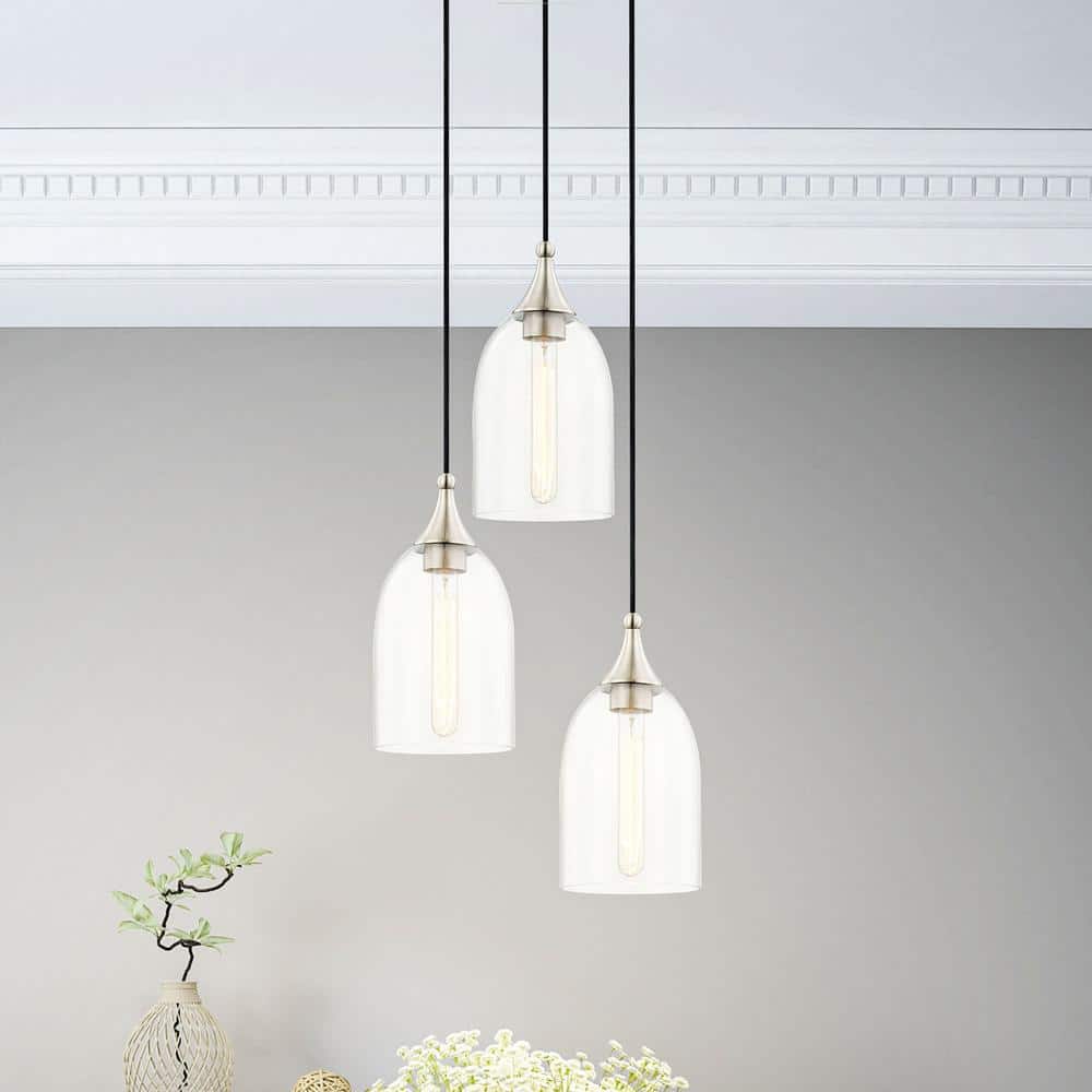 Coastal Brushed Nickel Mini Pendant with Clear Glass Shade