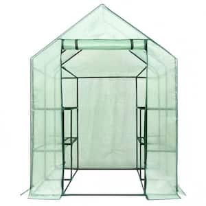 57 in. W x 57 in. D x 77 in. H Mini Walk In Greenhouse with 12-Shelves, Zippered Roll-Up Door