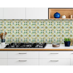 Green/Yellow 7 in. x 7 in. Vinyl Peel and Stick Removable Tile Stickers (8.16 sq. ft./Pack)