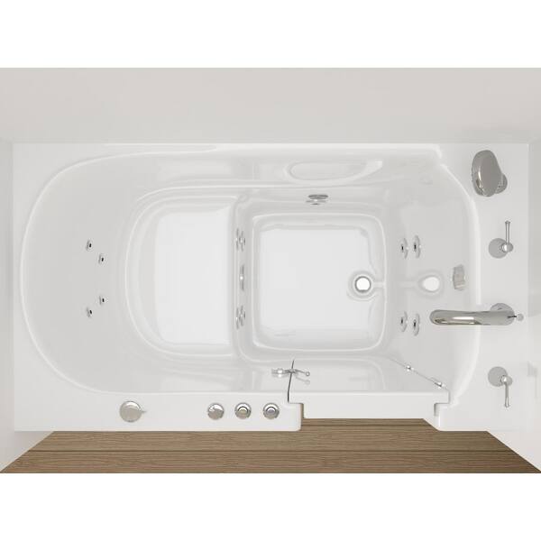 52.8 in. Walk-In Whirlpool Bathtub in White with 1.6 GPF Single Flush Toilet