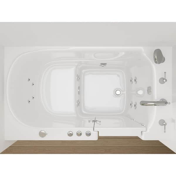 52.8 in. Walk-In Whirlpool Bathtub in White with 1.28 GPF Single Flush Toilet