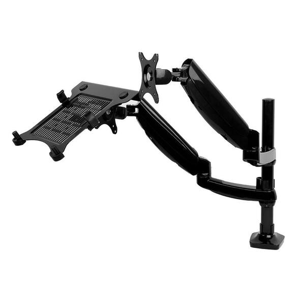 FLEXIMOUNTS 2-in-1 Dual Monitor Arm Desk Mount LCD Stand for 11 in. - 15.6 in. Laptop and 10 in. - 24 in. Fat Panel Screens