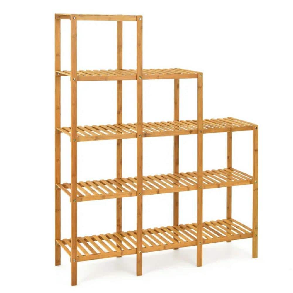 Bamboo color Multifunctional Bamboo Shelf Display Organizer-45.5 in. x 12.5