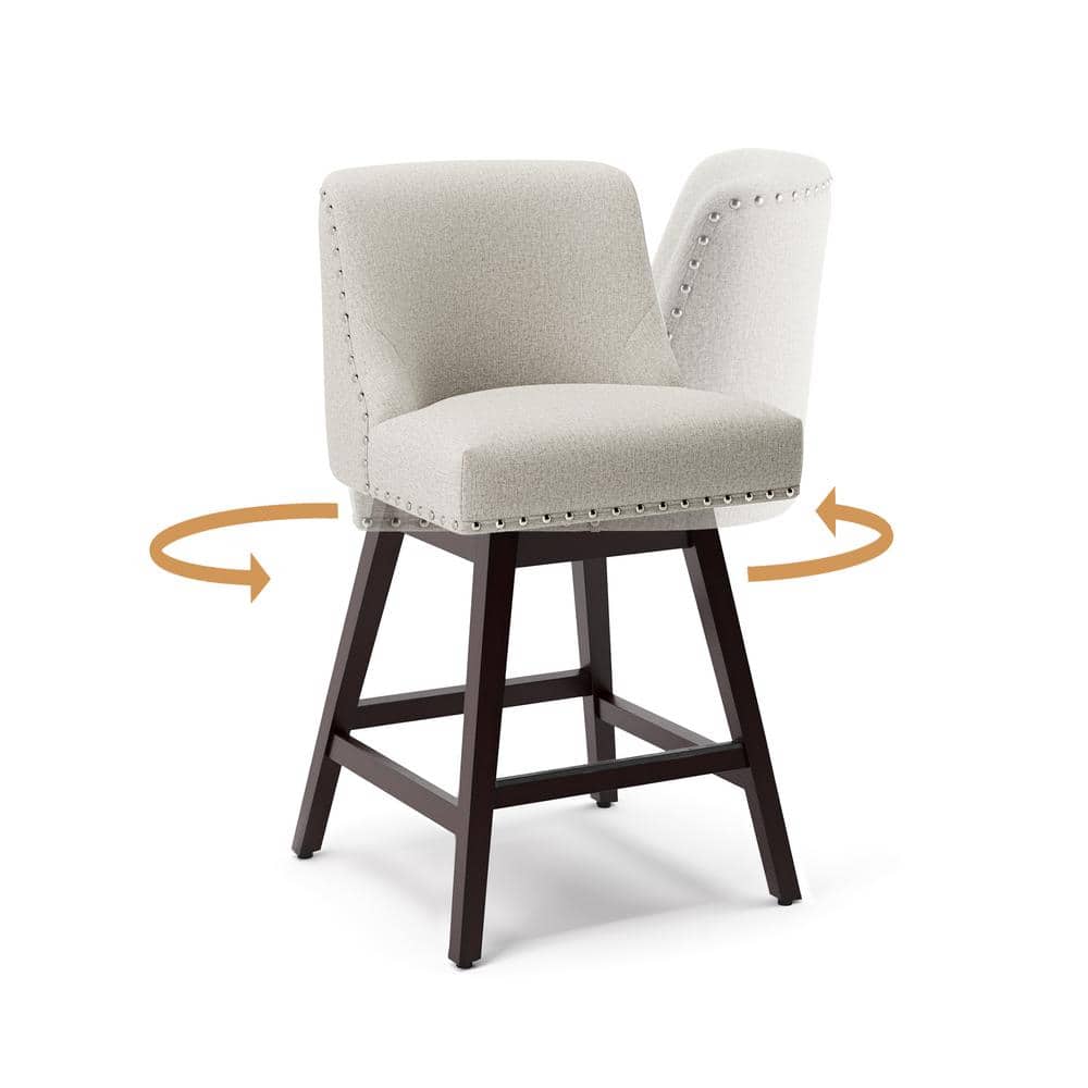 Zoi 26" Oyster Gray Wood Swivel Counter Stools, Set of 3
