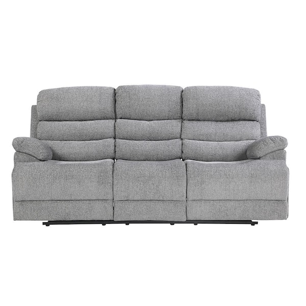 Lazzara Ember 83.5 in. W Straight Arm Chenille Rectangle Manual Double Reclining Sofa in. Gray