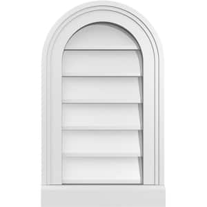 12 in. x 20 in. Round Top Surface Mount PVC Gable Vent: Decorative with Brickmould Sill Frame