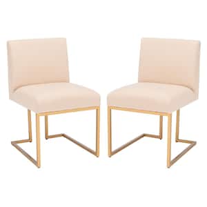 Ayanna Beige/Gold Upholstered Accent Chairs (Set of 2)