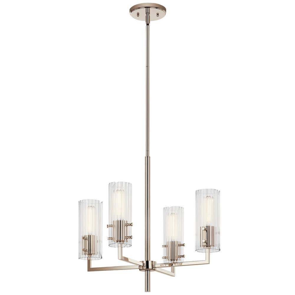 Velestino 20.5 in. 4-Light Polished Nickel Modern Shaded Cylinder Chandelier for Dining Room price history on PriceWatchPro