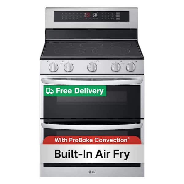 30 in. 7.3 cu. ft. 5 Element Smart Electric Double Oven Freestanding Range in Stainless Steel with ProBake Convection