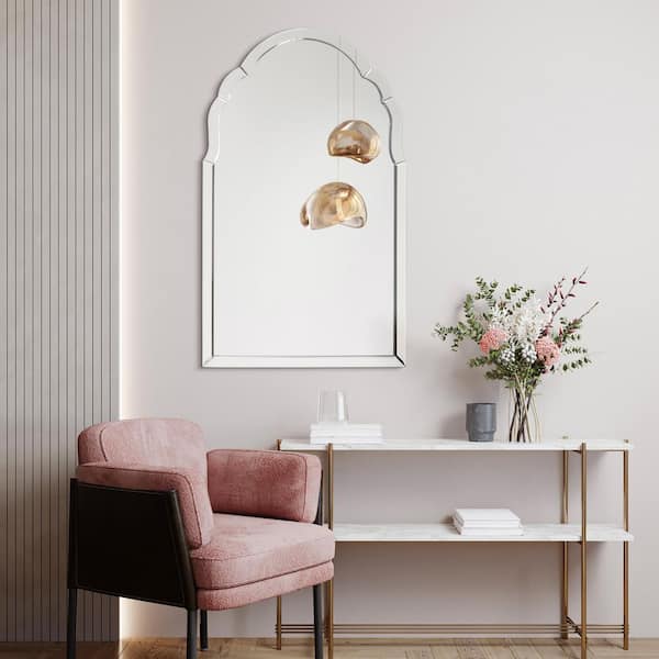 Medium Arch Clear Beveled Glass Contemporary Mirror (40 in. H x 24 in. W)