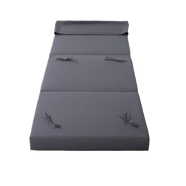76.7 in. L x 27 in. W x 4 in. T Gray Outdoor Chaise Lounge Cushion