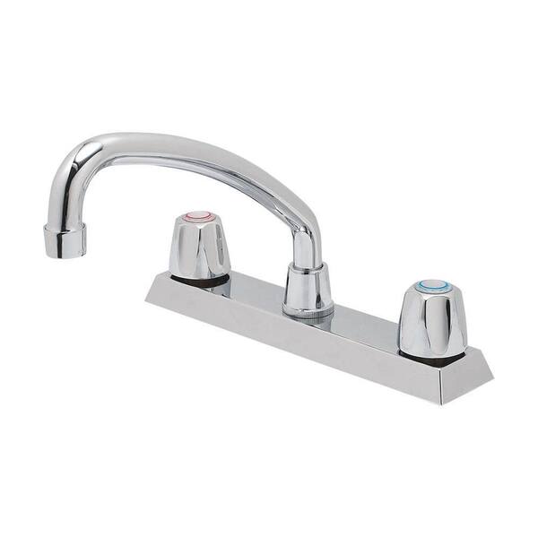 EZ-FLO Basic-N-Brass Collection 2-Handle Standard Kitchen Faucet with Compression Cartridge in Chrome