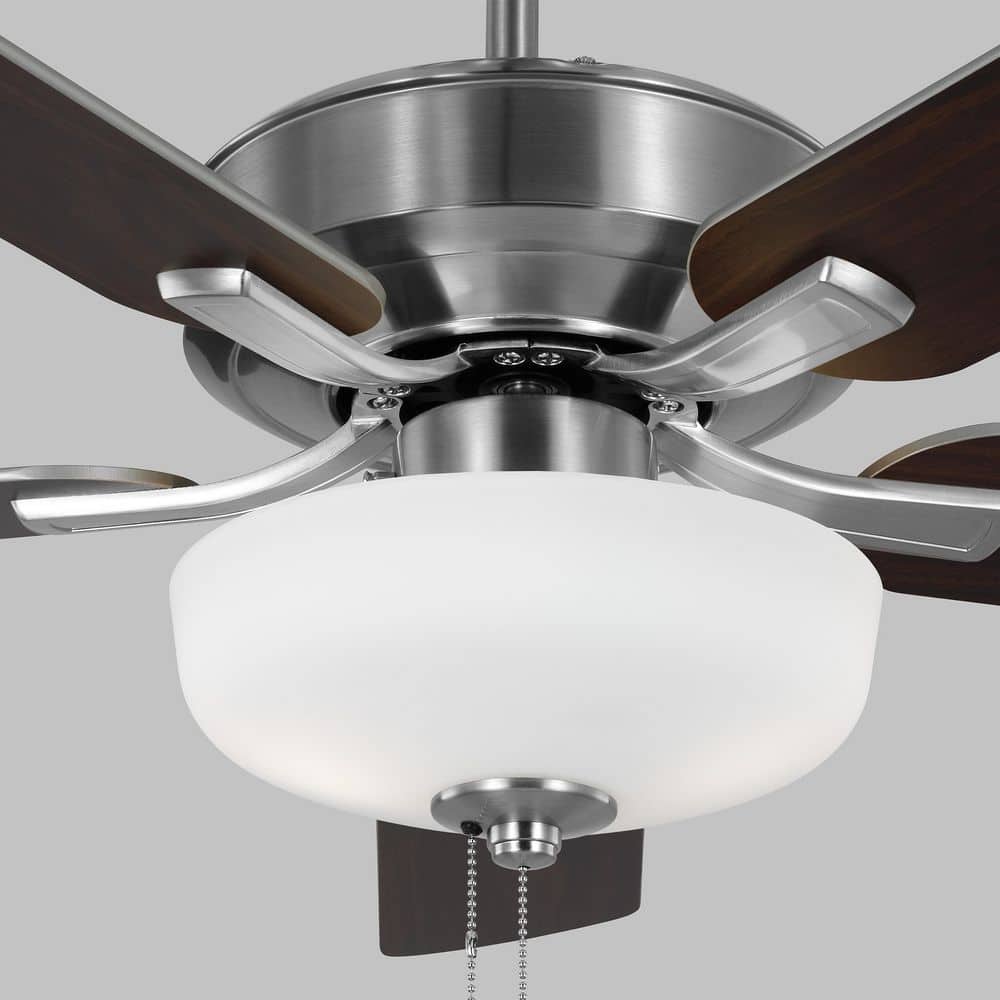 Linden 52" Brushed Steel Ceiling Fan with Matte White Glass Light Kit