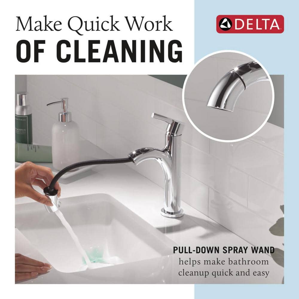 Nicoli Polished Chrome Single Handle Pull-Down Bathroom Faucet