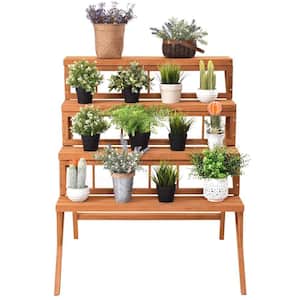 35.43 in. L x 34.65 in. W x 41.73 in. H Shelves Indoor/Outdoor Yellow Plant Stand (4-Tier)