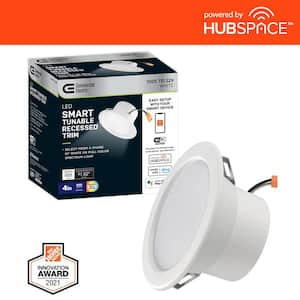 4 in. Smart Adjustable CCT Integrated LED Recessed Light Trim Powered by Hubspace New Construction Remodel