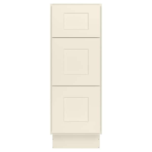 HOMEIBRO 12 in. W x 24 in. D x 34.5 in. H in Antique White Plywood Ready to Assemble Drawer Base Kitchen Cabinet with 3-Drawers