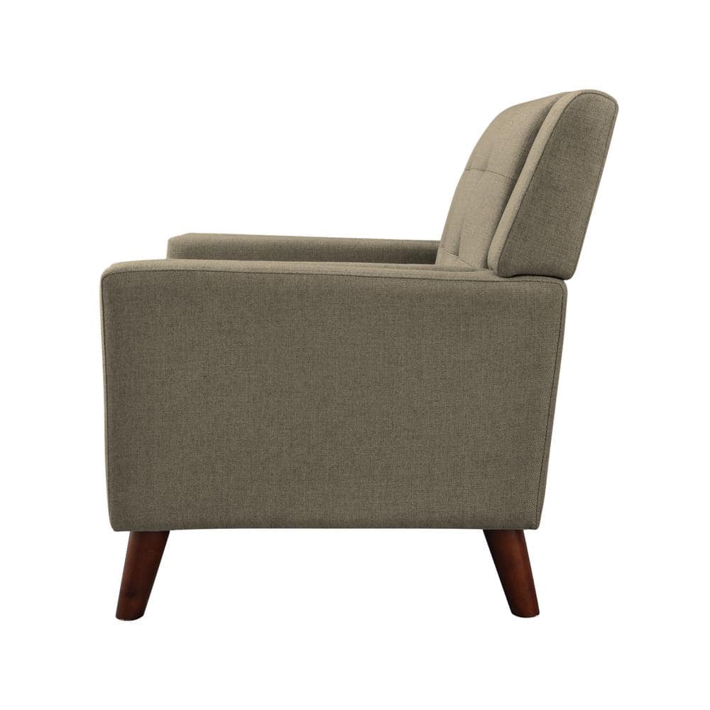 Mocha Modern Handcrafted Wood Accent Chair with Tufted Detail