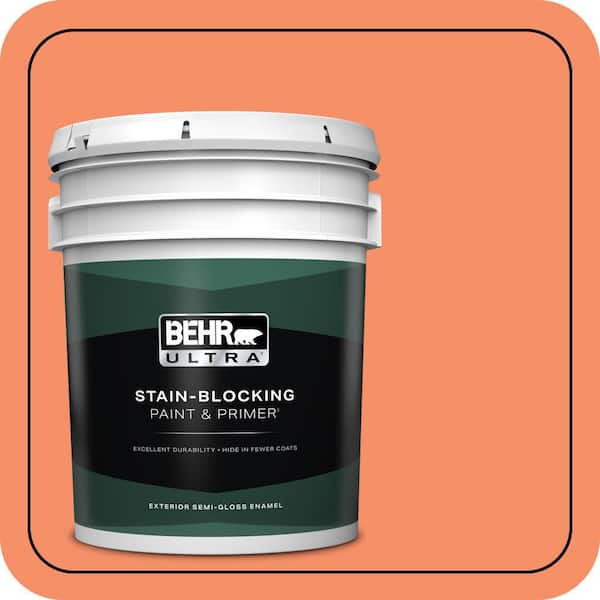 BEHR ULTRA 5 gal. #210B-5 Tangerine Dream Semi-Gloss Enamel Exterior Paint & Primer