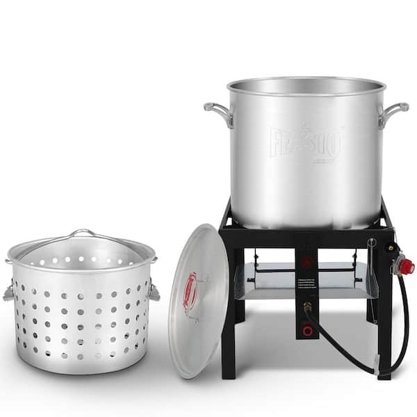 60 Qt. Seafood Boilling Kits-Crawfish Boiler with Strainer, Propane Burner and Stand