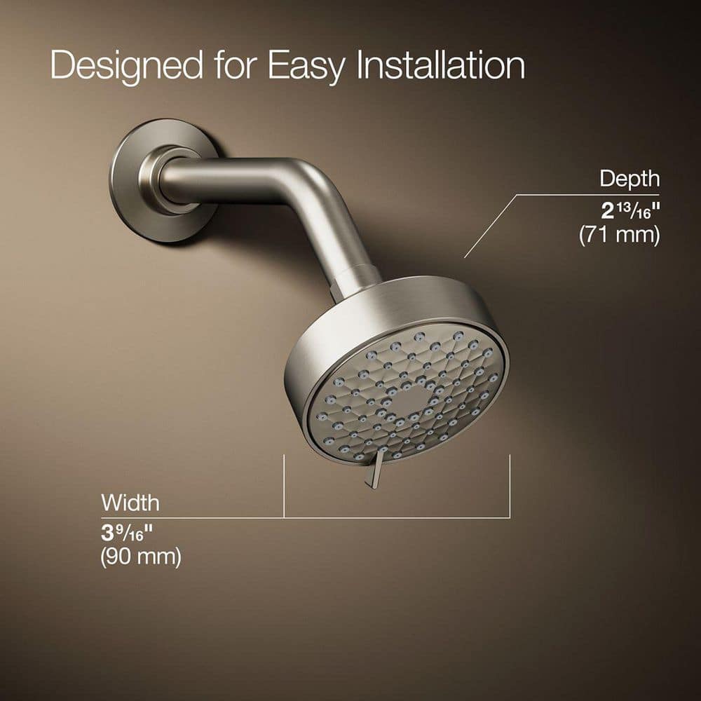 Vibrant Brushed Nickel Multifunction Wall Mounted Showerhead