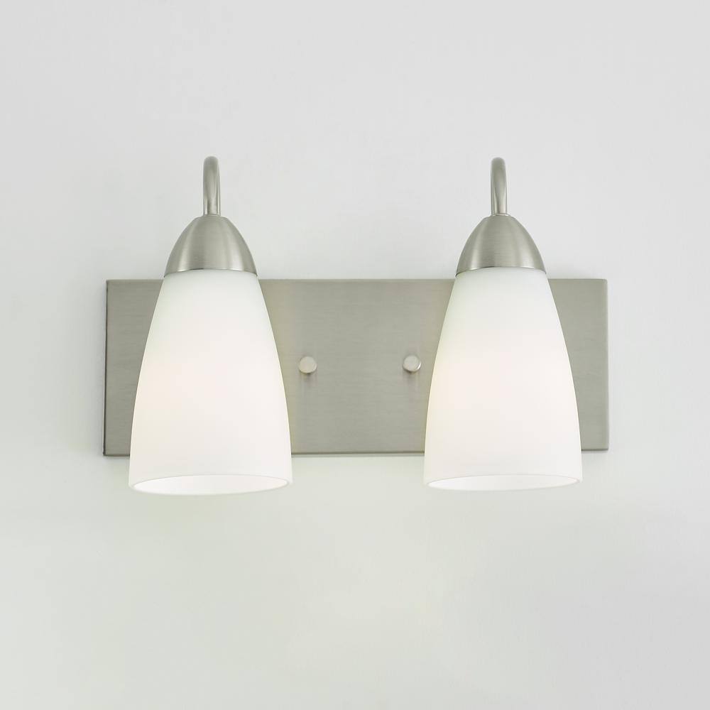 Seville Modern Brushed Nickel Two-Light Vanity Fixture