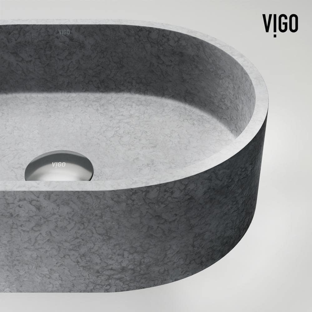 Giralda Gothic Gray Stone Oval Vessel Bathroom Sink