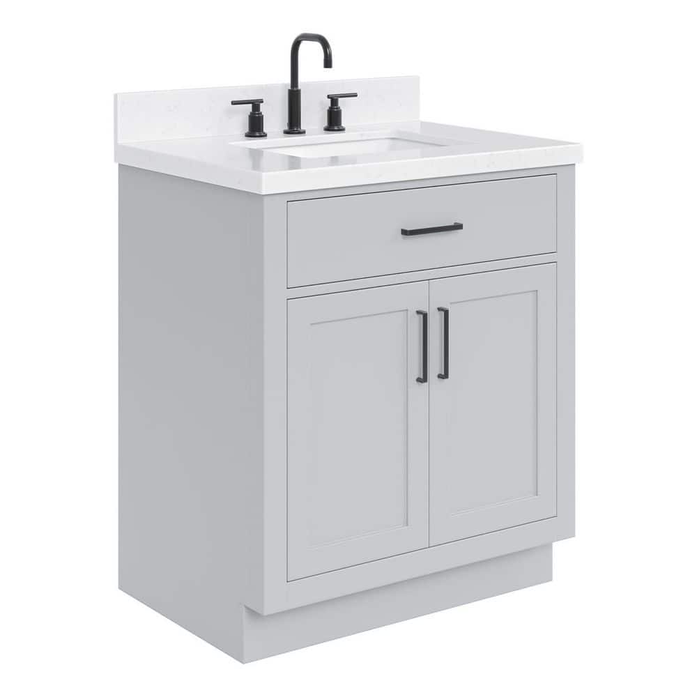 Hepburn 30" Grey Freestanding Single Basin Vanity with Quartz Top