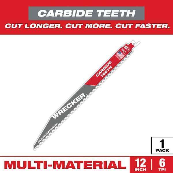 Milwaukee 12 in. 6 TPI WRECKER Carbide Teeth Multi-Material Cutting SAWZALL Reciprocating Saw Blade (1-Pack)