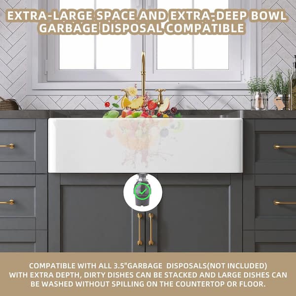 Zeafive Mac 36 in. x 20 in. White Farmhouse Sink Fireclay