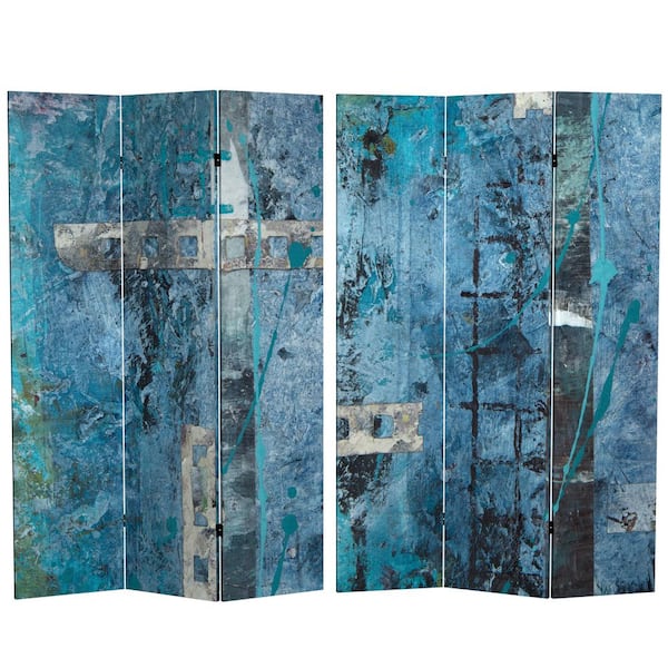 6 ft. Blue Dream Canvas 3-Panel Room Divider