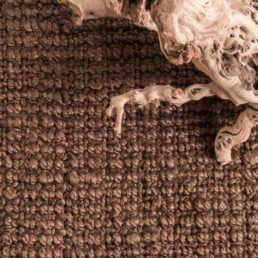 Artisanal Handwoven Chocolate Brown Jute 6' x 9' Area Rug