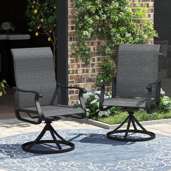 Unbranded Black Patio Swivel Dining Chair without Cushions for Backyard