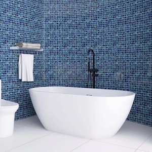 60 in. x 29 in. Acrylic Flatbottom Freestanding Soaking Bathtub in White