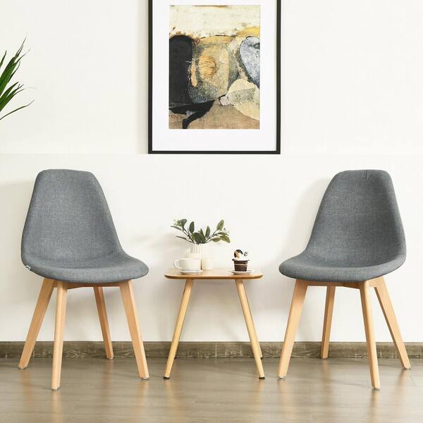 FORCLOVER Gray Non woven Fabric Dining Chairs Set of 2 W904 H60H 2 The Home Depot