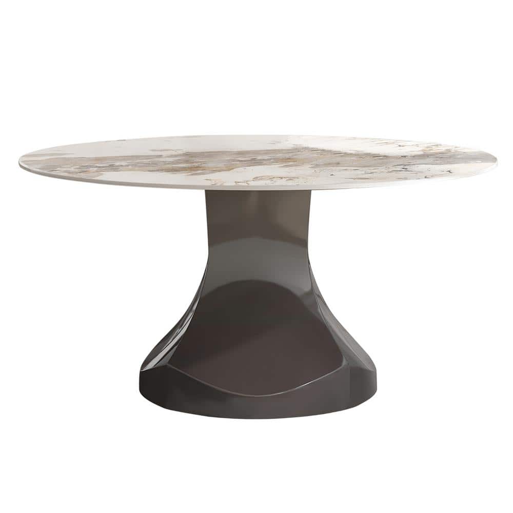 Modern Round Pandora Colour Pandora Stone TableTop 53.15 in.Gunmetal Grey S