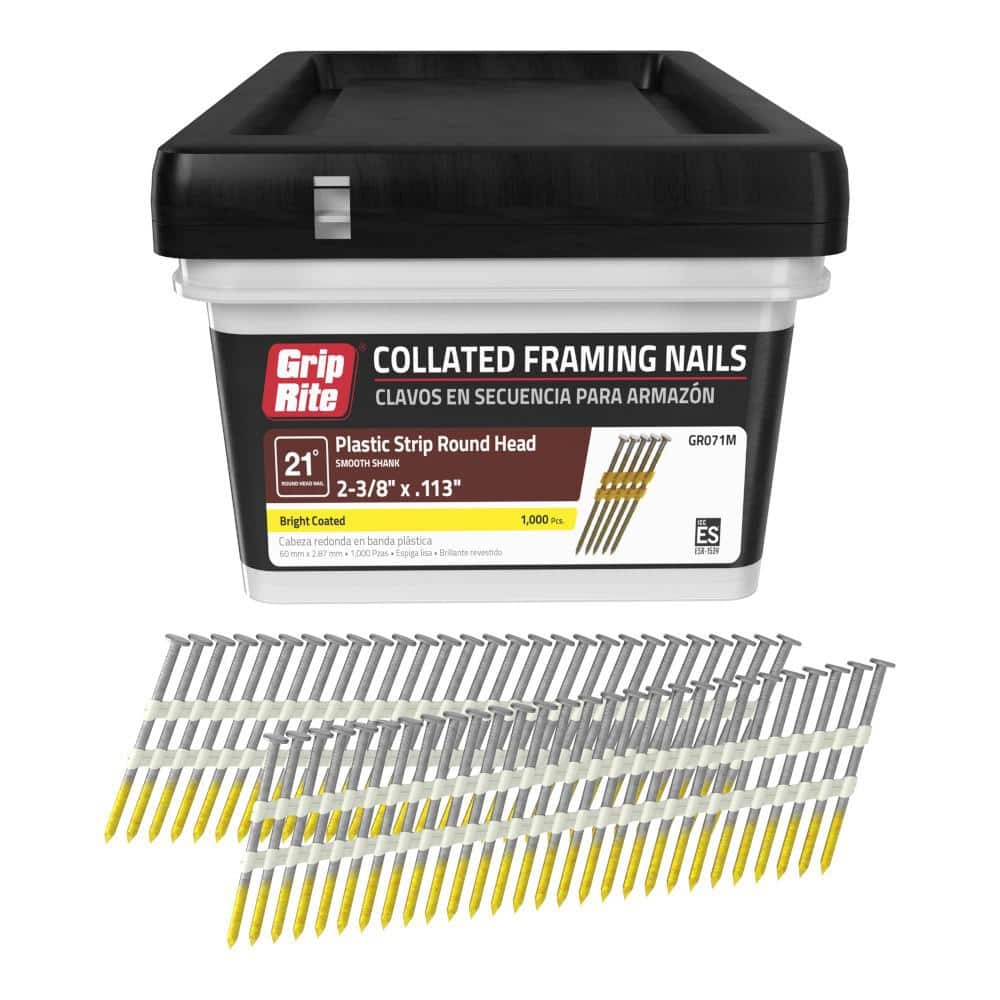 2-3/8 in. x 0.113 in. 21° Plastic Collated Bright Coated Smooth Shank Nails 1000 per Box price history on PriceWatchPro