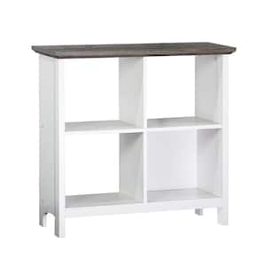 Olivia 30 in. Gray Oak and White Wood 2-Shelf Standard Bookcase